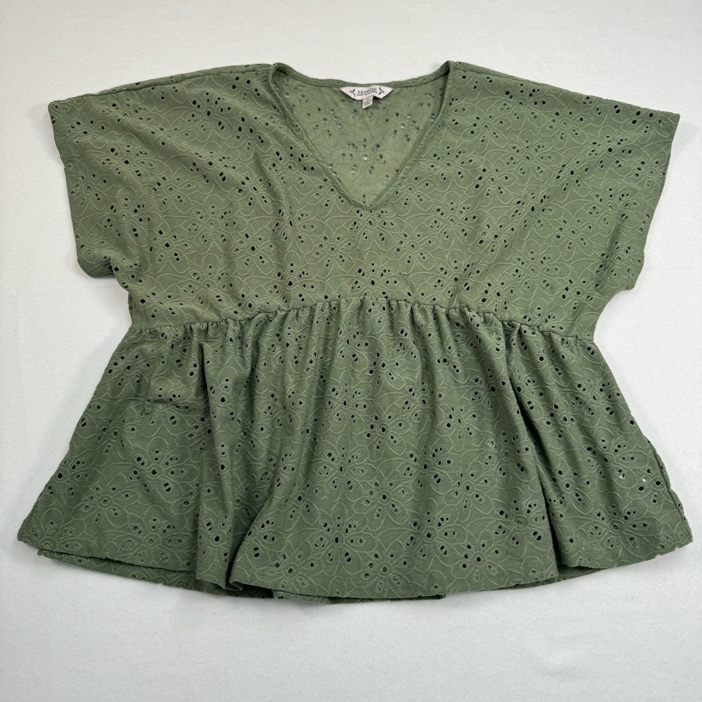 Nanette Lepore Green Eyelet Blouse
